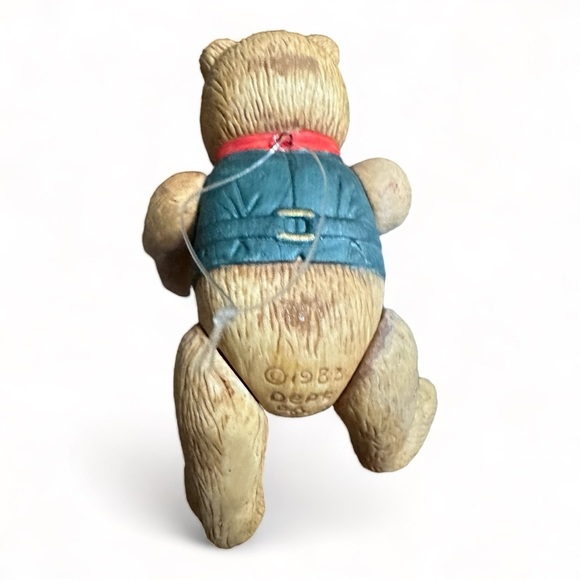 1983 Vintage Department 56 Porcelain String Jointed Teddy Bear Ornament 4.5” - Picture 6 of 9